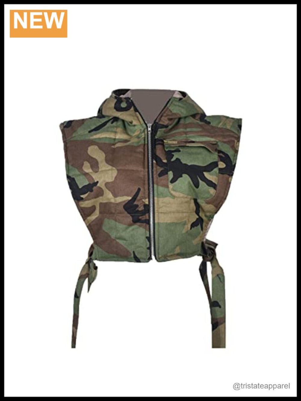 Womens Denim Puffer Vest Y2K Sleeveless Hooded Camouflage Zip-Up